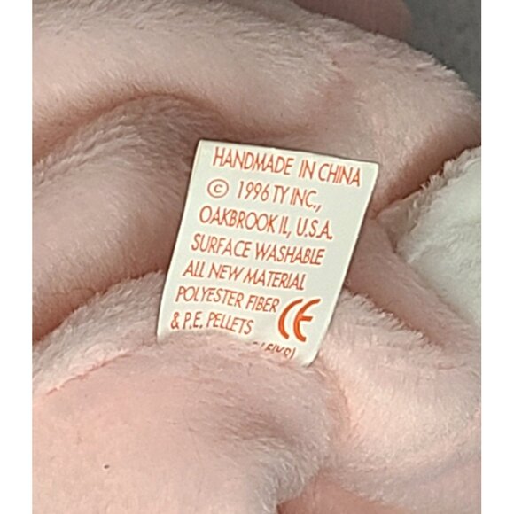 7" 1996 Vintage Ty Beanie Babies Pastel Pink Hoppity Bunny Rabbit Plush Beanbag - Picture 4 of 4